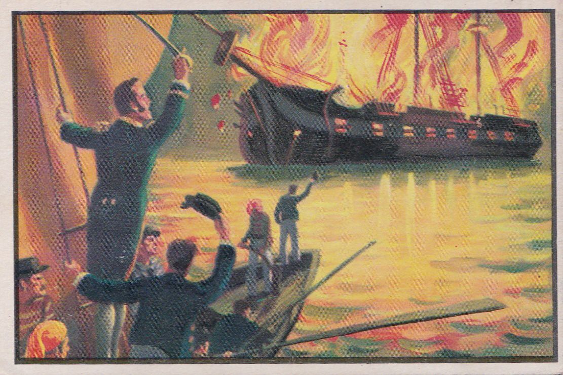 1954 Bowman U.S. Navy Victories Stephen Decatur Burns the Philadelphia